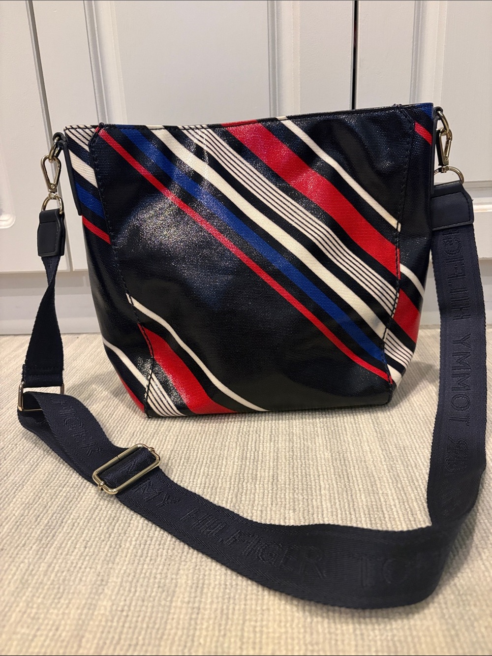 Tommy Hilfiger Navy Crossbody with Red, White & Blue Stripes